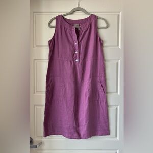 Purple J. Jill Sleeveless Quarter Button Shift Dress with Pockets